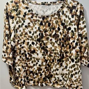 Studio Works Multicolor Leopard Print Long Sleeve Top, Women's Size 1X